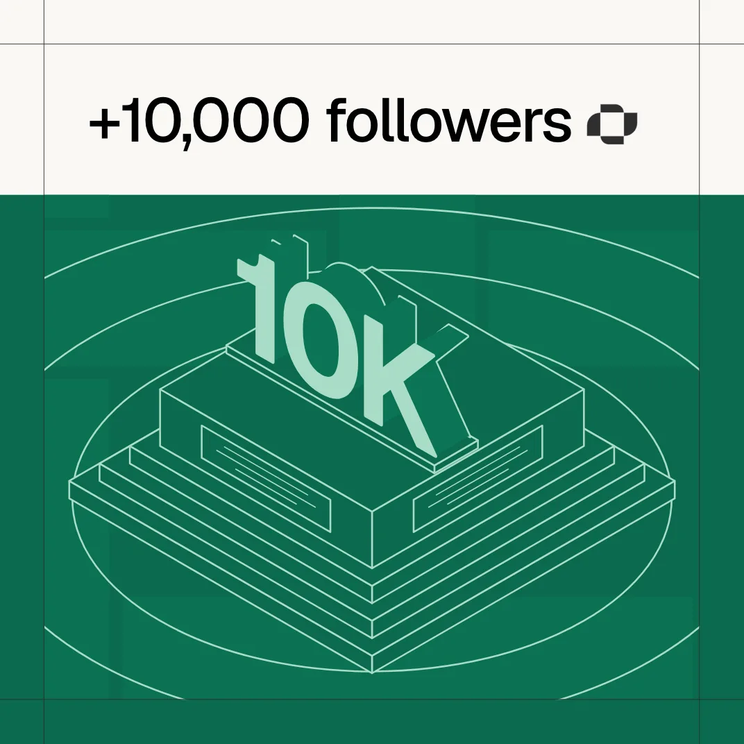 +10,000 followers: the podium stacks up tier by tier and the 10K rises from its base.