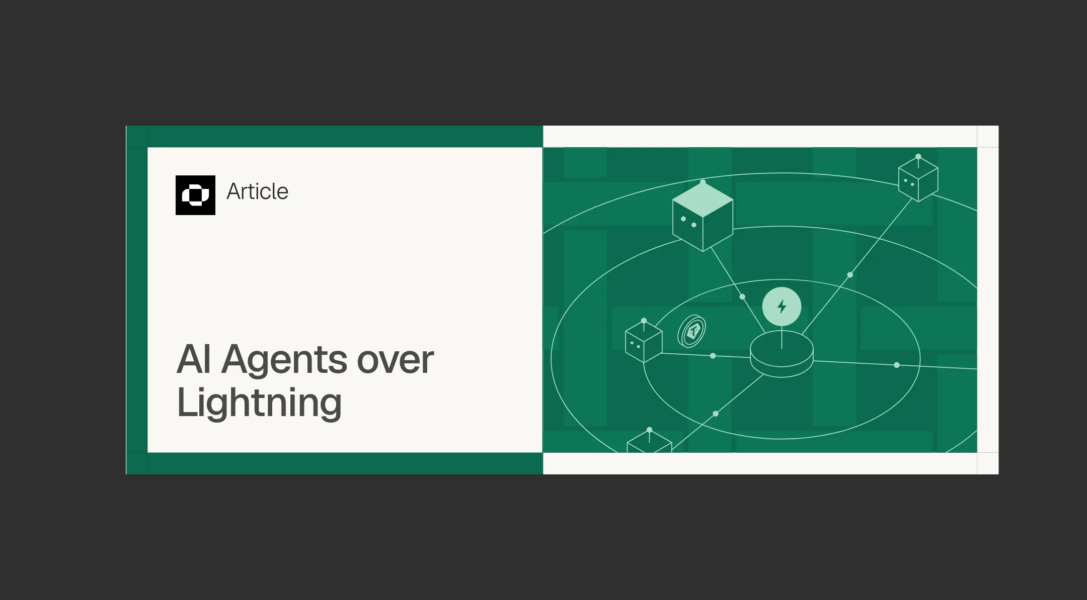 AI Agents over Lightning: the active agent passes clockwise around the network, each one sending a packet into the Lightning node.