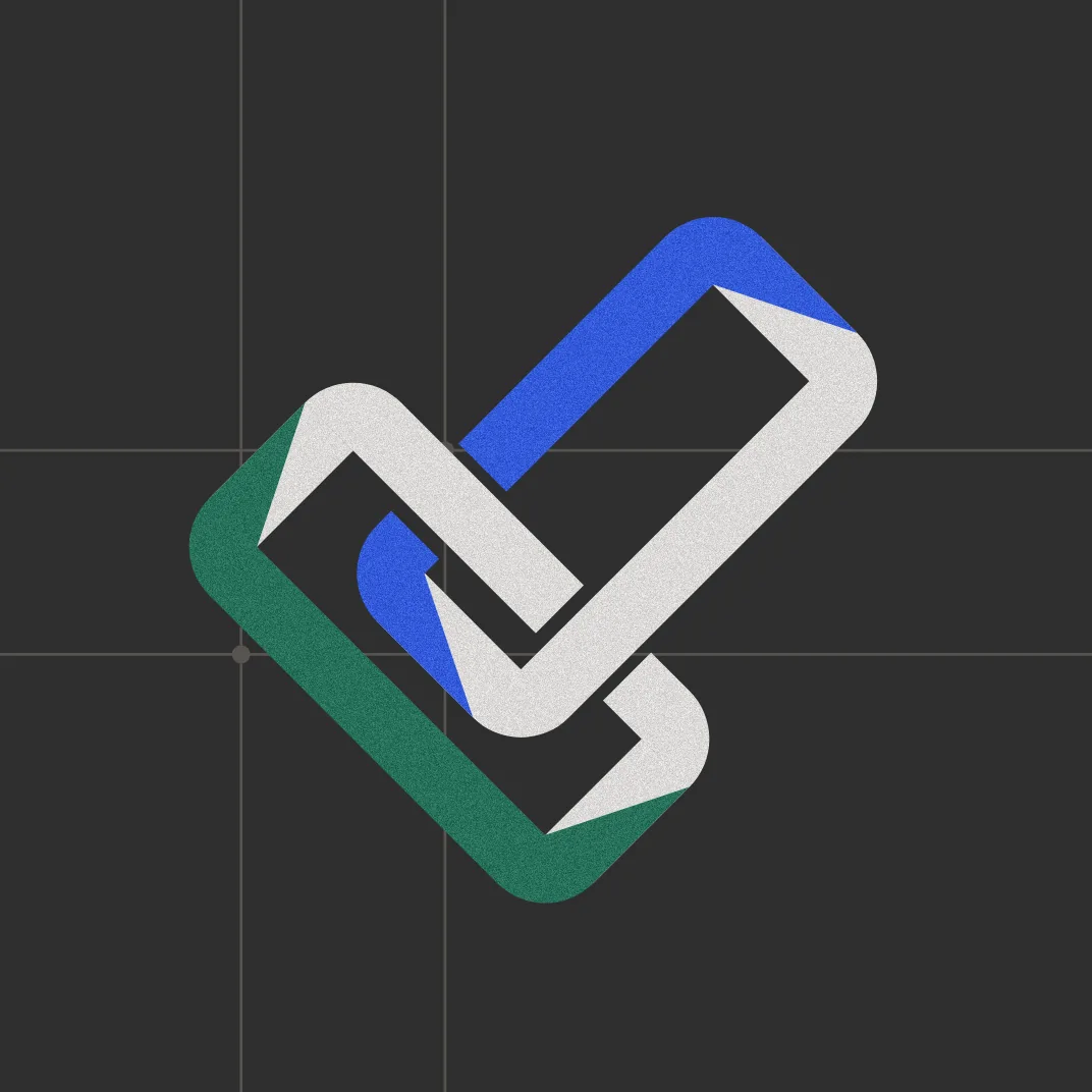 Chain links: the blue partner link unlocks from the green Utexo link, slides away and locks back in.