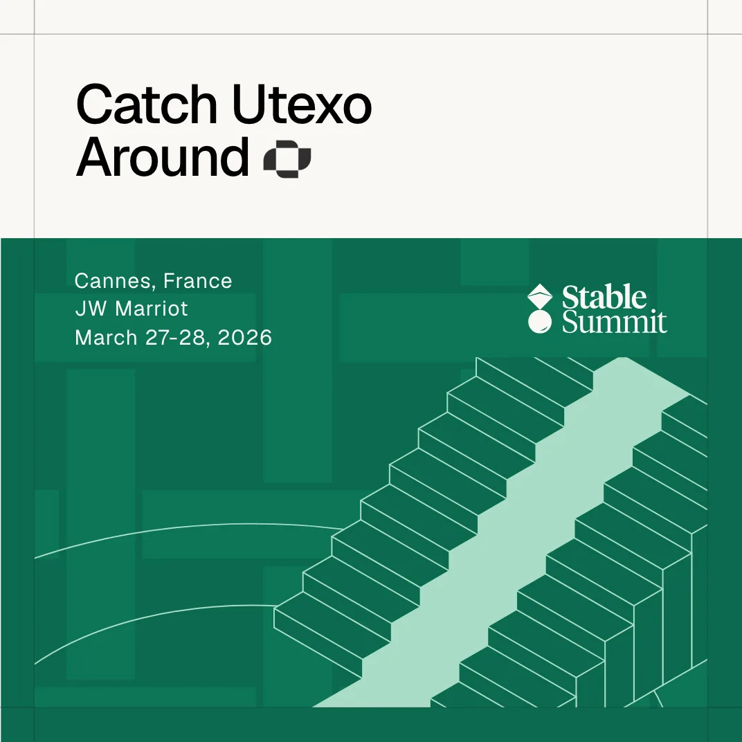 Catch Utexo around Stable Summit: a mint band climbs the isometric staircase one step at a time.